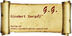 Gindert Gergő névjegykártya